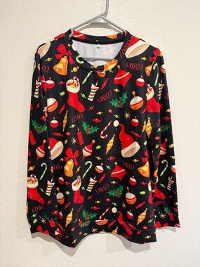 2 for $15 Large Christmas Candy Print Long Sleeve NWOT